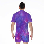 Purple Stardust Cloud Galaxy Space Print Men's Rompers