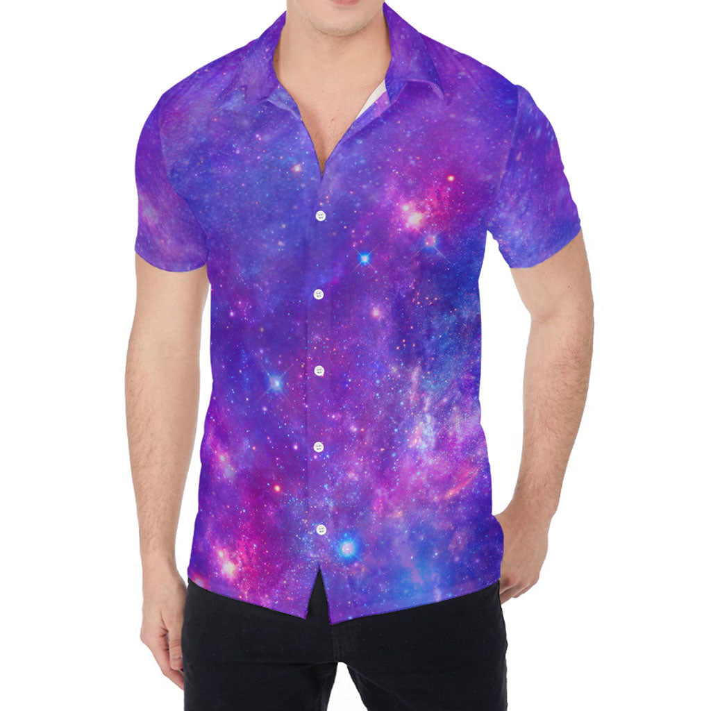 Purple Stardust Cloud Galaxy Space Print Men's Shirt