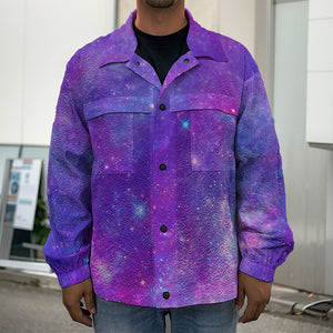 Purple Stardust Cloud Galaxy Space Print Men's Shirt Jacket