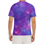 Purple Stardust Cloud Galaxy Space Print Men's Short Sleeve Rash Guard