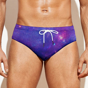 Purple Stardust Cloud Galaxy Space Print Men's Swim Briefs