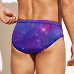 Purple Stardust Cloud Galaxy Space Print Men's Swim Briefs