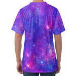 Purple Stardust Cloud Galaxy Space Print Men's Velvet T-Shirt