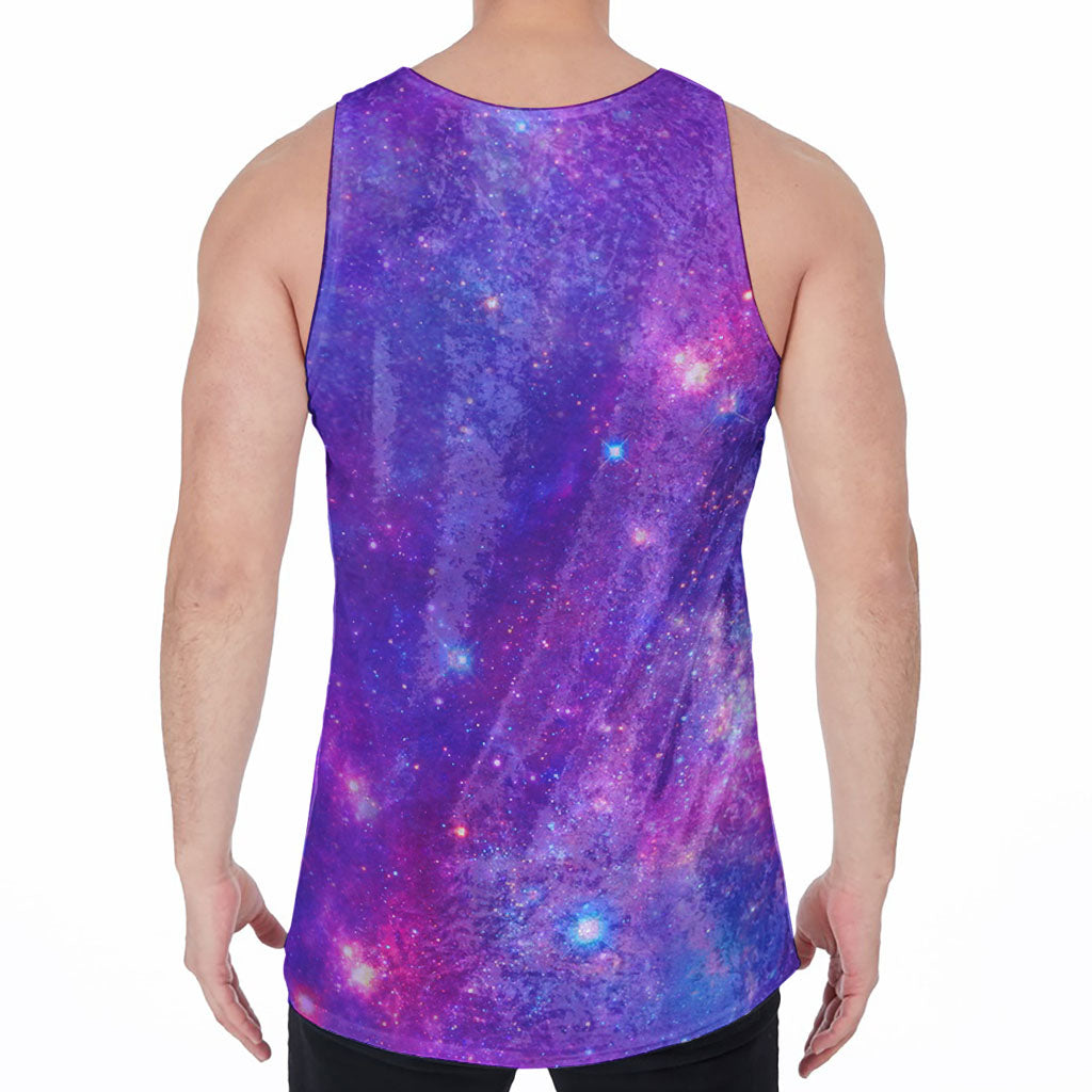 Purple Stardust Cloud Galaxy Space Print Men's Velvet Tank Top