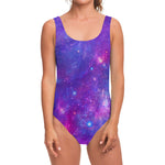 Purple Stardust Cloud Galaxy Space Print One Piece Swimsuit