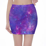 Purple Stardust Cloud Galaxy Space Print Pencil Mini Skirt