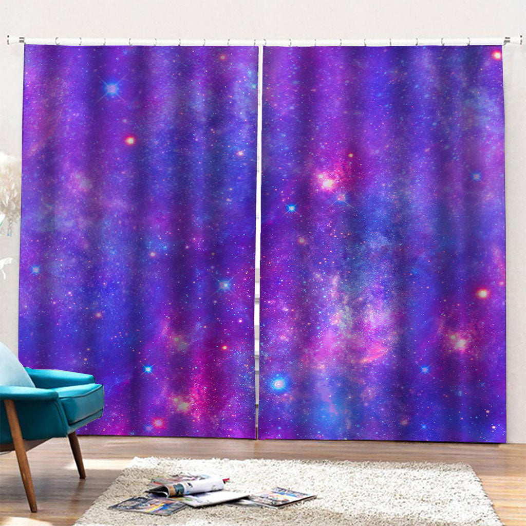 Purple Stardust Cloud Galaxy Space Print Pencil Pleat Curtains