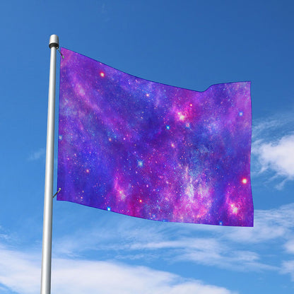 Purple Stardust Cloud Galaxy Space Print Polyester Flag