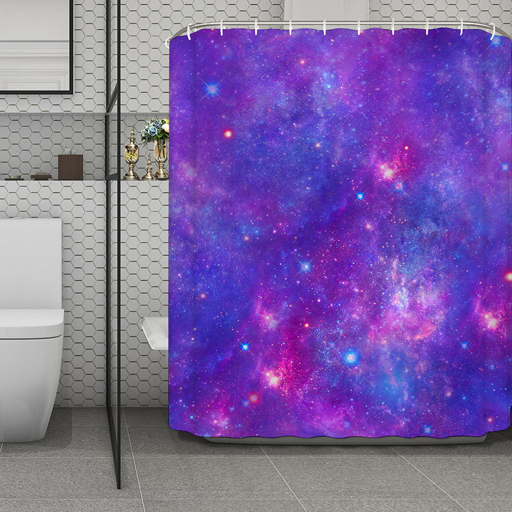 Purple Stardust Cloud Galaxy Space Print Polyester Shower Curtain