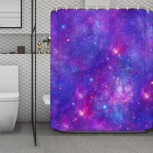 Purple Stardust Cloud Galaxy Space Print Polyester Shower Curtain