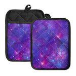 Purple Stardust Cloud Galaxy Space Print Pot Holders With Pocket
