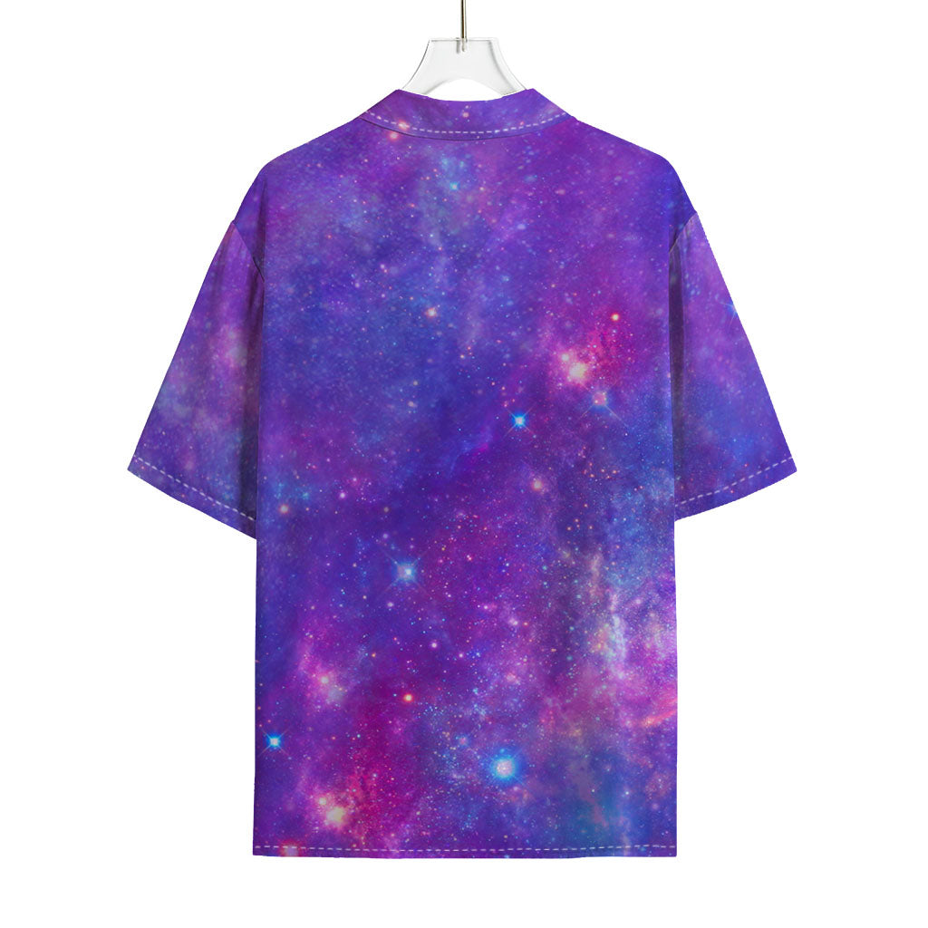 Purple Stardust Cloud Galaxy Space Print Rayon Hawaiian Shirt