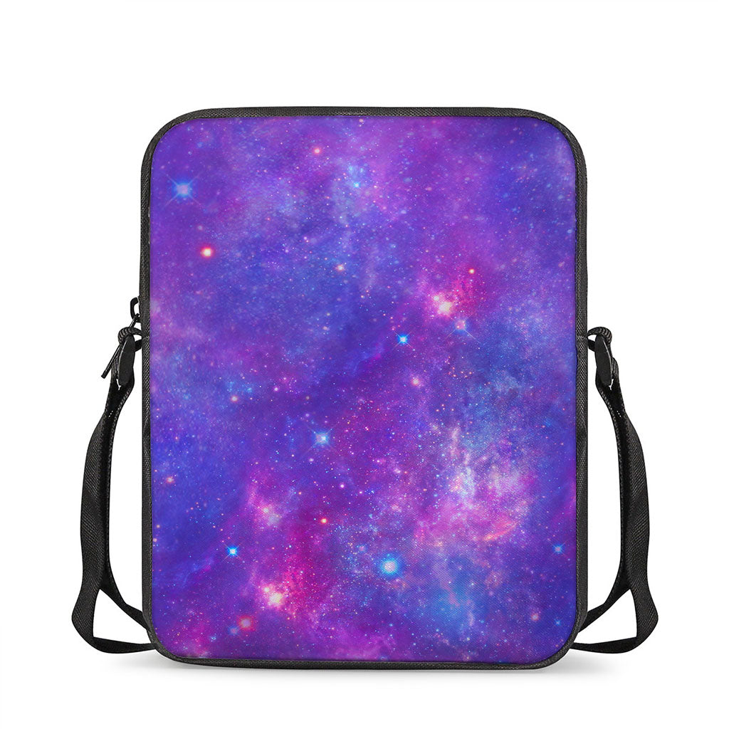 Purple Stardust Cloud Galaxy Space Print Rectangular Crossbody Bag