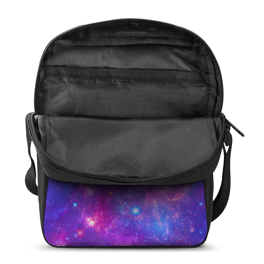 Purple Stardust Cloud Galaxy Space Print Rectangular Crossbody Bag