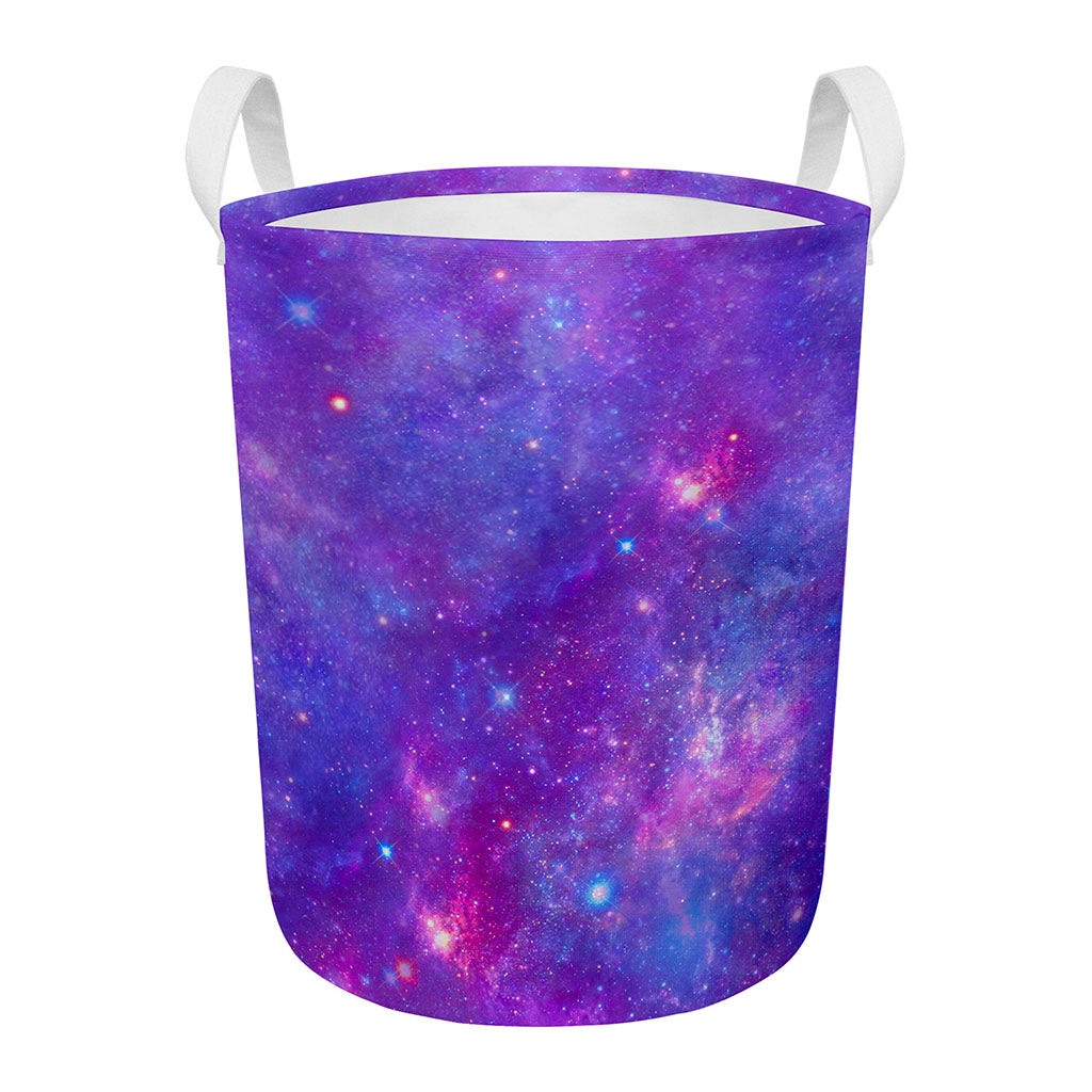 Purple Stardust Cloud Galaxy Space Print Round Laundry Basket