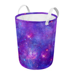 Purple Stardust Cloud Galaxy Space Print Round Laundry Basket