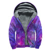Purple Stardust Cloud Galaxy Space Print Sherpa Lined Zip Up Hoodie