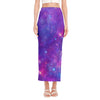 Purple Stardust Cloud Galaxy Space Print Side Slit Maxi Skirt