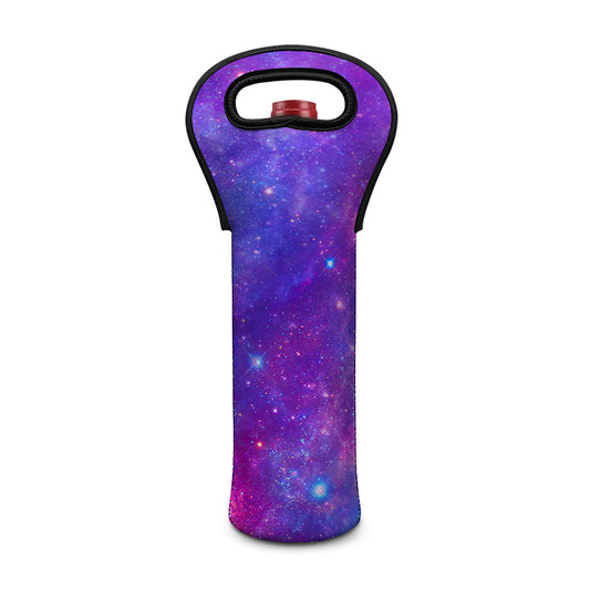 Purple Stardust Cloud Galaxy Space Print Single Neoprene Wine Tote
