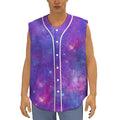 Purple Stardust Cloud Galaxy Space Print Sleeveless Baseball Jersey