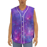 Purple Stardust Cloud Galaxy Space Print Sleeveless Baseball Jersey