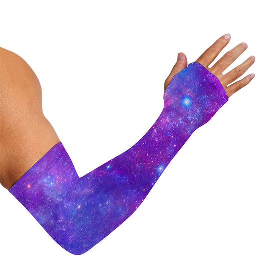 Purple Stardust Cloud Galaxy Space Print Sun Protection Arm Sleeves