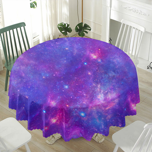 Purple Stardust Cloud Galaxy Space Print Waterproof Round Tablecloth
