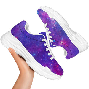 Purple Stardust Cloud Galaxy Space Print White Chunky Shoes