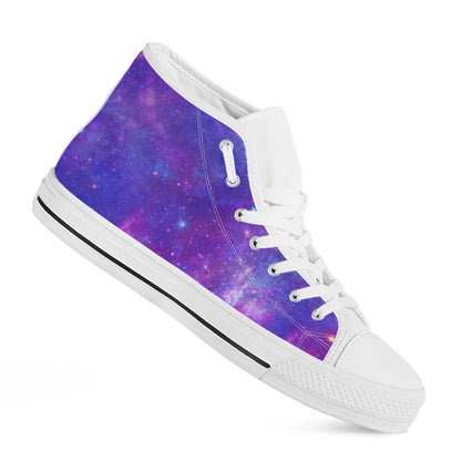 Purple Stardust Cloud Galaxy Space Print White High Top Sneakers