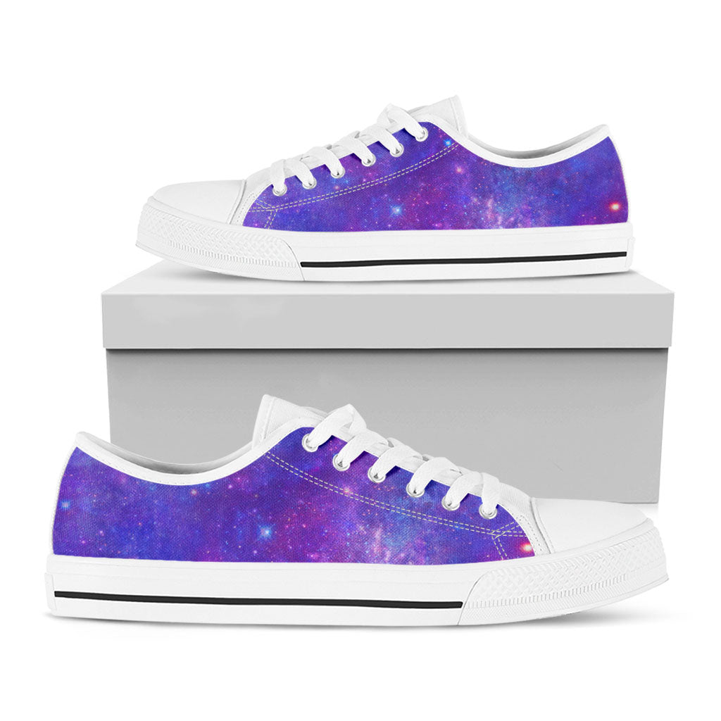 Purple Stardust Cloud Galaxy Space Print White Low Top Sneakers