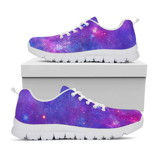 Purple Stardust Cloud Galaxy Space Print White Running Shoes
