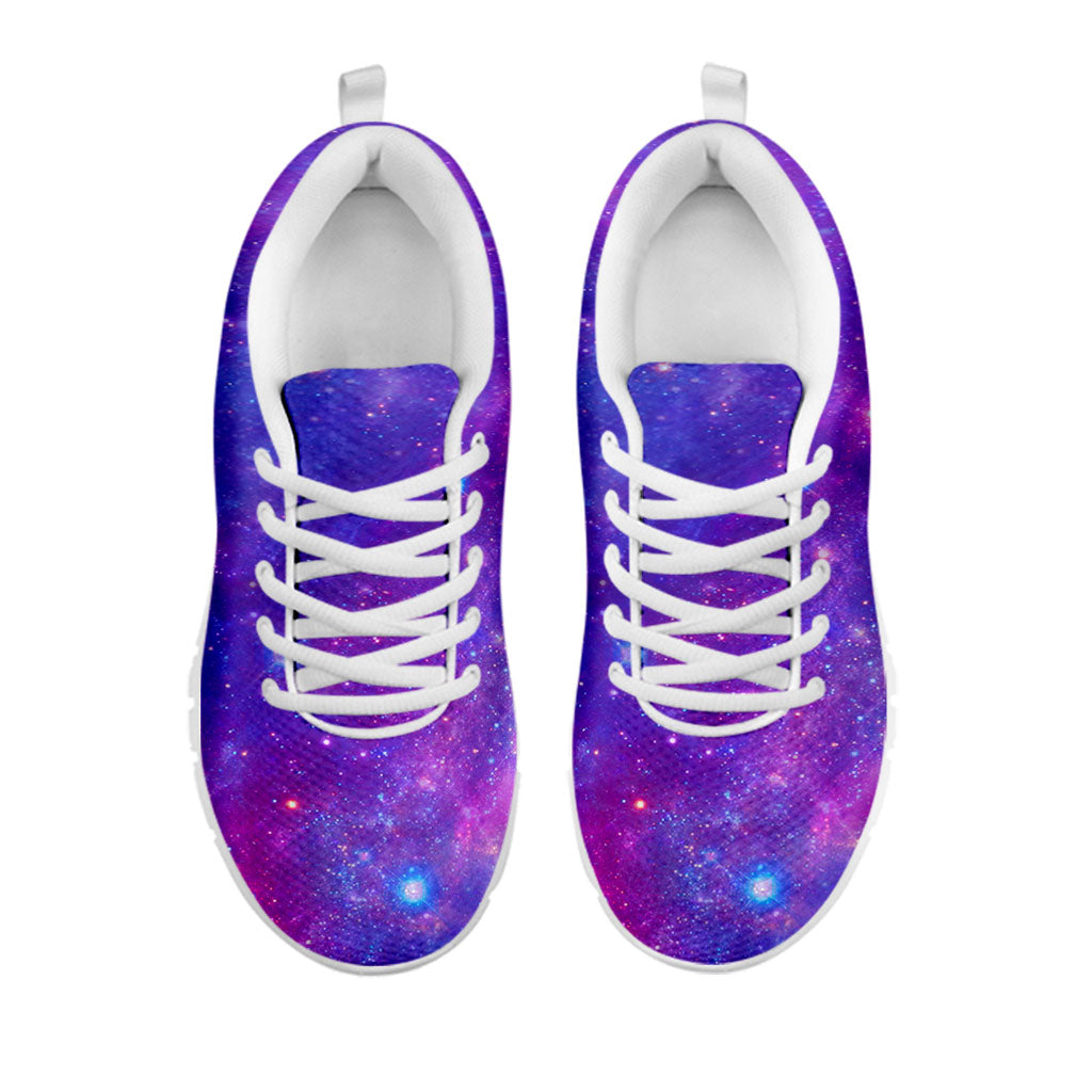 Purple Stardust Cloud Galaxy Space Print White Running Shoes
