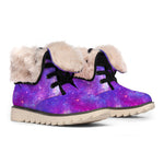 Purple Stardust Cloud Galaxy Space Print Winter Boots