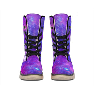 Purple Stardust Cloud Galaxy Space Print Winter Boots