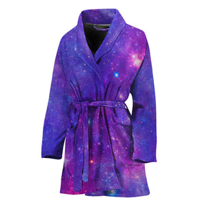 Purple Stardust Cloud Galaxy Space Print Women's Bathrobe