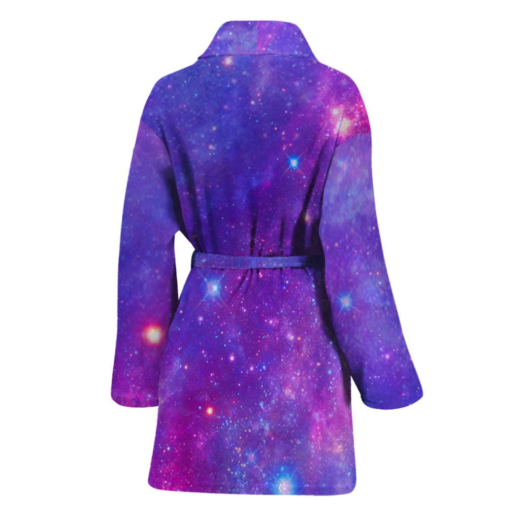 Purple Stardust Cloud Galaxy Space Print Women's Bathrobe