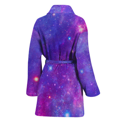 Purple Stardust Cloud Galaxy Space Print Women's Bathrobe