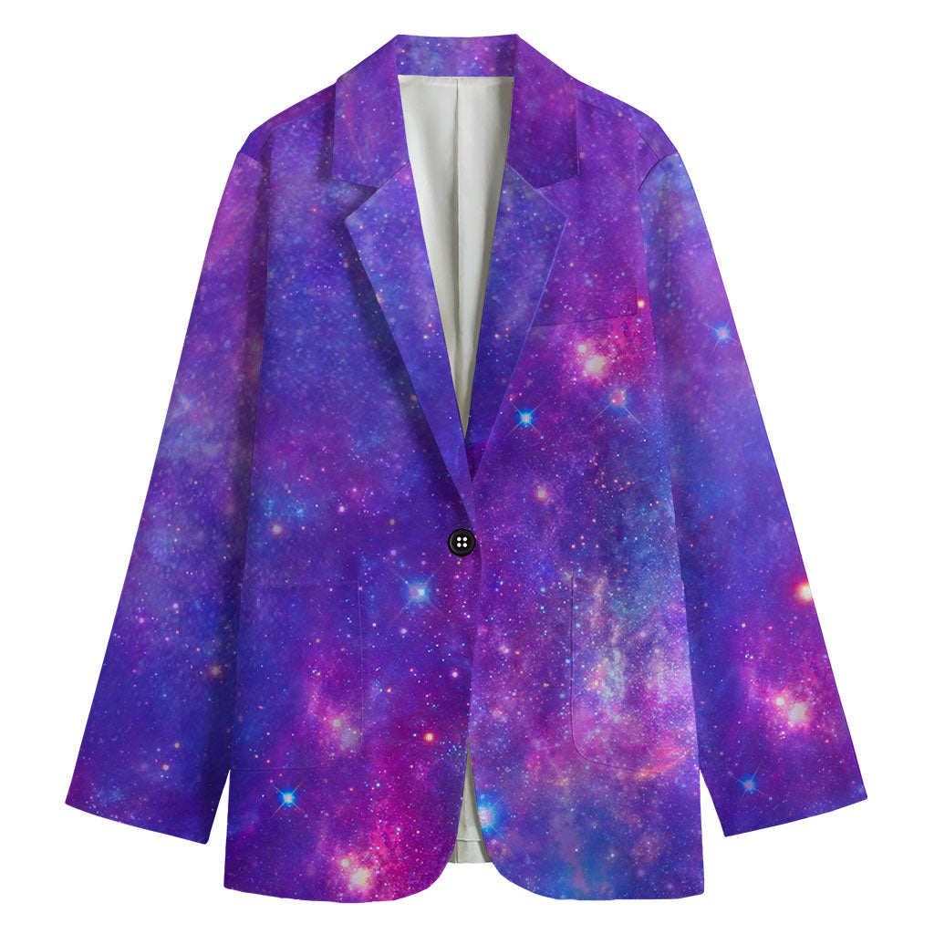 Purple Stardust Cloud Galaxy Space Print Women's Blazer