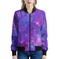 Purple Stardust Cloud Galaxy Space Print Women's Bomber Jacket