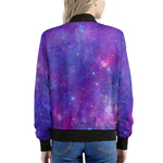 Purple Stardust Cloud Galaxy Space Print Women's Bomber Jacket