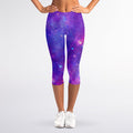 Purple Stardust Cloud Galaxy Space Print Women's Capri Leggings