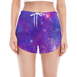 Purple Stardust Cloud Galaxy Space Print Women's Split Running Shorts