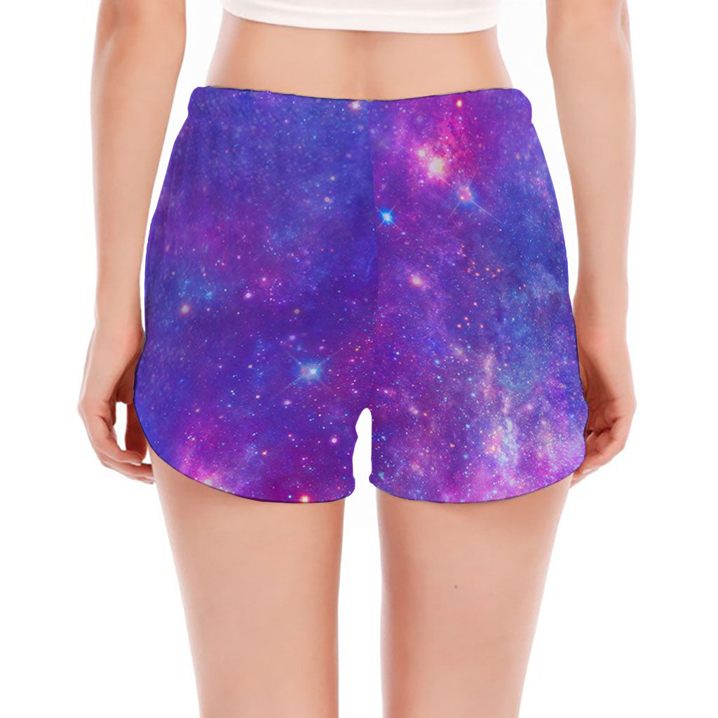 Purple Stardust Cloud Galaxy Space Print Women's Split Running Shorts