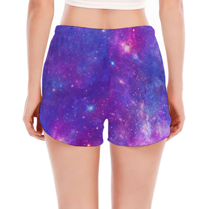 Purple Stardust Cloud Galaxy Space Print Women's Split Running Shorts