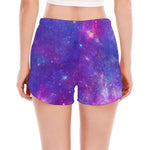 Purple Stardust Cloud Galaxy Space Print Women's Split Running Shorts
