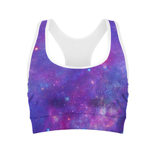 Purple Stardust Cloud Galaxy Space Print Women's Sports Bra