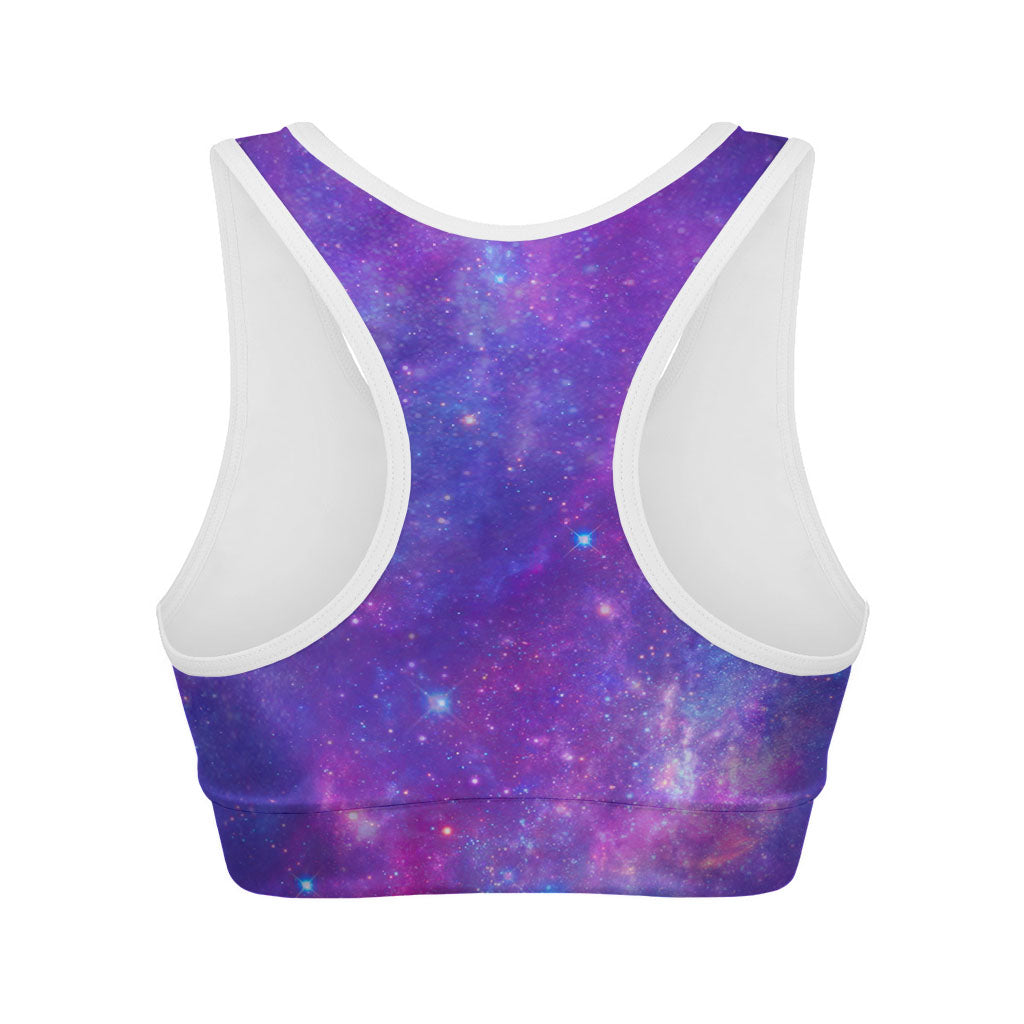 Purple Stardust Cloud Galaxy Space Print Women's Sports Bra