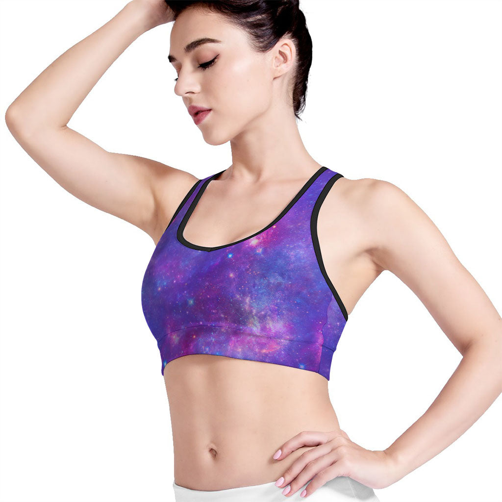 Purple Stardust Cloud Galaxy Space Print Women's Sports Bra