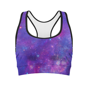 Purple Stardust Cloud Galaxy Space Print Women's Sports Bra