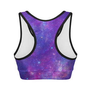 Purple Stardust Cloud Galaxy Space Print Women's Sports Bra